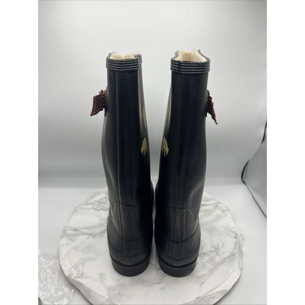 J. CREW Black with Polar Bears Fleece Lined Rain Boots-10 - Picture 4 of 9